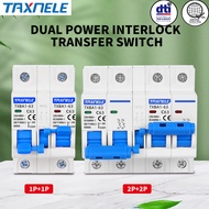TAXNELE AC 40A 63A MCB Dual Power Manual Transfer Switch 1P+1P 2P+2P MTS Interlock Circuit Breaker