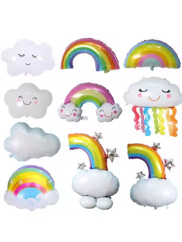 Large White Cloud Aluminum Foil Balloon Rainbow Smile Tassel Cloud Aluminum Foil Birthday Decoration