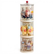 Rotating Display Case Transparent Organizer Box Dustproof Showcase for Plush Collectibles Keychains