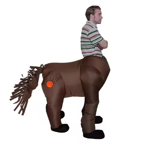 KX4B Halloween Costume for Adult Men Centaurus Inflatable Horse Body Human Face Cospl
