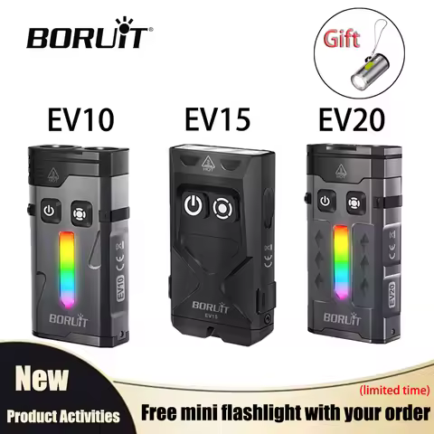 BORUiT EV20 UV LED Keychain Flashlight Type-C Rechargeable Magnetic Work Light with Hat Clip EDC Poc