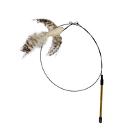 Field cat long pole steel wire feather Teaser stick for changing head cat toy cat toy bite Teaser ca