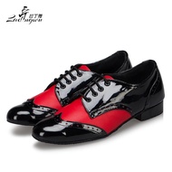 【Shop with Confidence】 Ladingwu New Modern Men's Soft Bottom Latin Dance Shoes White/red/black Pu Ballroom Waltz Samba Dance Shoes Heel 2.5/4.5cm