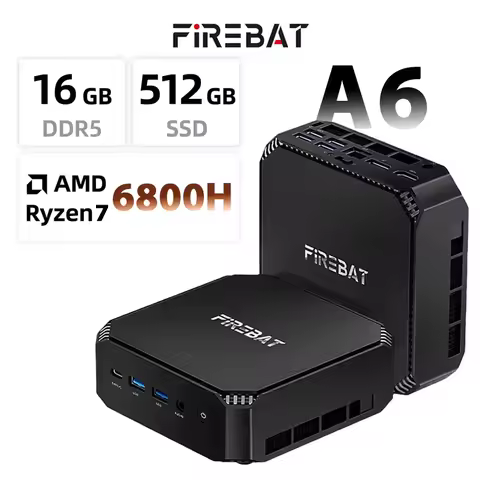 FIREBAT A6 MiniPC AMD R7 6800H Dual Band WiFi6 BT5.2 16GB 512GB Desktop Gaming Computer Mini PC Game