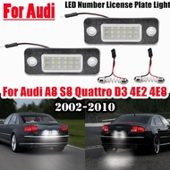 2Pcs Canbus Car Rear LED Number License Plate Lights Lamps For Audi A8 S8 Quattro D3 4E2 4E8 2002-20