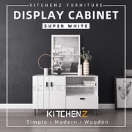 Kitchen Z 4FT Jasmine Series Display Cabinet Modernist Design with Metal Leg - HMZ-FN-DC-J1200-WT