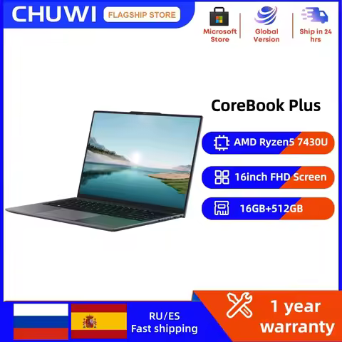 CHUWI 15.6" Corebook Plus Laptop AMD R5-7430U 16GB RAM 512GB SSD With Cooling Fan Windows 11 Noteboo