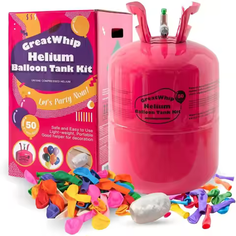 GreatWhip 13L Helium Tank Up To 50 Latex Balloons, Helium Tank For Balloons At Home, 50 Latex Balloo