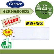 [至抵價] 開利 1匹變頻淨冷分體式冷氣機(分體機) 42KHG009DS [保證100%全新行貨 原廠保養]