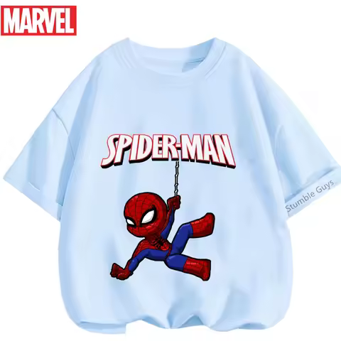 Kids Spider-Man T-Shirt Boys Spiderman Clothes Girls 3-14Y Summer Marvel Soft Tees