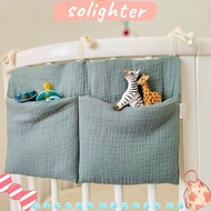 SOLIGHTER Crib Hanging Bag, Diaper Storage Multifunction Storage Bag, High Quality Convenient 2 Pockets Infant Products Cot Bed Organizer