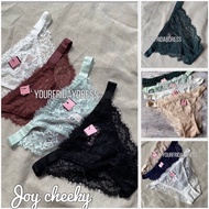 VICTORIA Victoria's Secret JOY Dream Angels Lacey Cheeky Panty and Thongs with elastic strap CD Panties semi thong gstring Women Girls original Zipper sisa export cut label Lace Brocade sexy underwear sempak adem Absorb Sweat Smooth Sleep Home