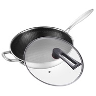 316 Stainless Steel Wok Three-Layer Steel Honeycomb Non-Stick Wok Frying Pan