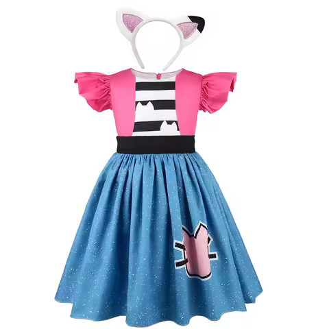 ◆●○Gabby's Dollhouse Clothes s Gabby Cat Dress s Cute Casual Dresses & Headband Flying Sleeve Prince