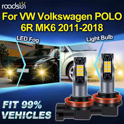 ROADSUN H8 H9 H11 For VW Volkswagen POLO 6R MK6 2011 2012 2013 2014 2015 2016 2017 2018 2PCS 3000K C