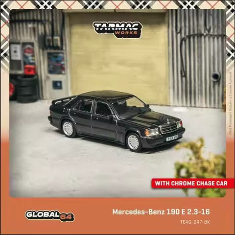 TW 1:64 Mercedes Benz 190 E 2.3 16 Blue Black Metallic Collection Toys Diecast Car Model Tarmac Work