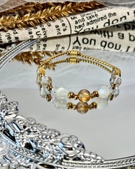 氣質鈦晶銀髮晶水晶手鍊 - 18K金醫療鋼/鈦晶/銀髮晶/月光石