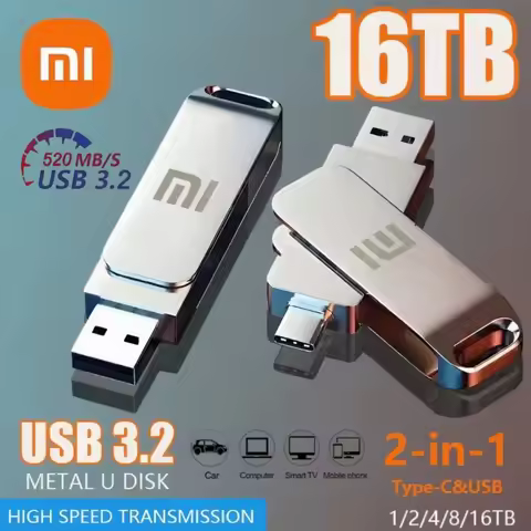 Xiaomi 16TB Flash Drive USB 3.2 High Speed USB Transfer Type-C 2-In-1 8TB 2TB OTG Pendrive Waterproo