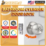 Nasara Cylinder Door Lock Set Cylindrical Knob Lock Keyless For Bathroom Door Use / Tombol Pintu Tan