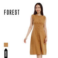 Forest Dress Perempuan | Forest Ladies Cotton Linen Sleeveless Button Dress - 885104