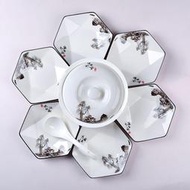 家用瓷六角拼盤盤子北歐組合英寸創意菜盤菱形網紅套裝陶瓷湯碗