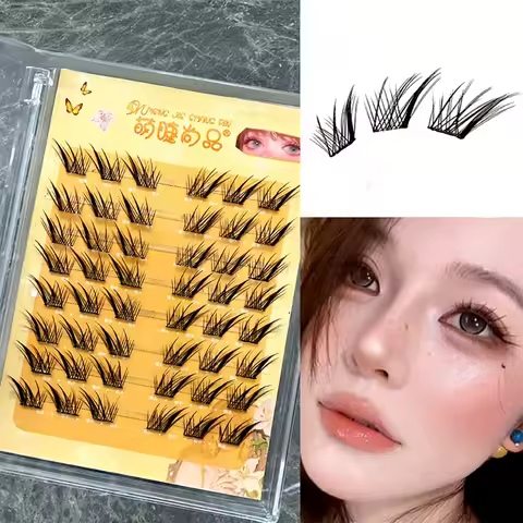 Natural No Glue False Eyelashes 8 Rows Extension Manga Individual Cluster Lashes For Women Girls Dai