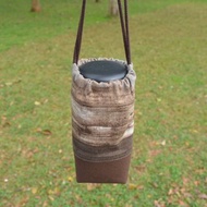 復古木板紋束口環保杯袋 飲料提袋 保溫瓶提袋 手作 帆布 方便