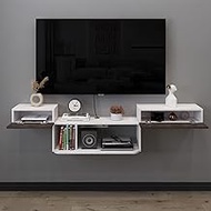 Floating Entertainment Shelf,Wall Mounted Plywood Floating TV Stand Media Console Wall TV Cabinet Under TV Shelf with 2 Doors Storage for TVs up to 70 inch (63 Inches)