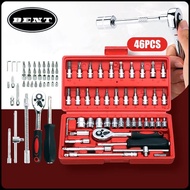 46PCS Socket Wrench Set Full Complete Socket Tool Kit Fitting Motorcycle Socket Wrench Socket Wrench