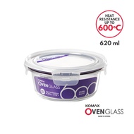 Komax Oven Glass Round Food Container 620ml | BPA Free | Airtight and Leak Proof Food Keeper