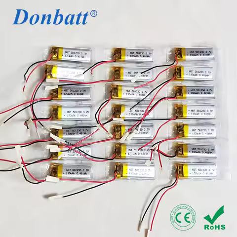 Wholesale 3.7V Rechargeable 130mAh 501230 Lithium Polymer Battery with Protected Board With Wire for