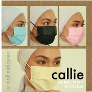 Callie Mask Headloop Hijab Friendly Surgical Face Mask Head Loop 4 ply Medical Mask Tudung Hijab
