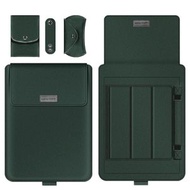 OTHER - 【四件裝】可折疊皮革電腦保護套 手提電腦包 macbook包 ipad套 平板套 電腦套 皮電腦袋 電腦包 Laptop收納包 Notebook袋（11-12吋）