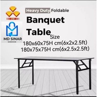 MD SINAR 3V 2x6 ft Heavy Duty Foldable Wood Top Banquet Table Folding Function Table Catering Table 