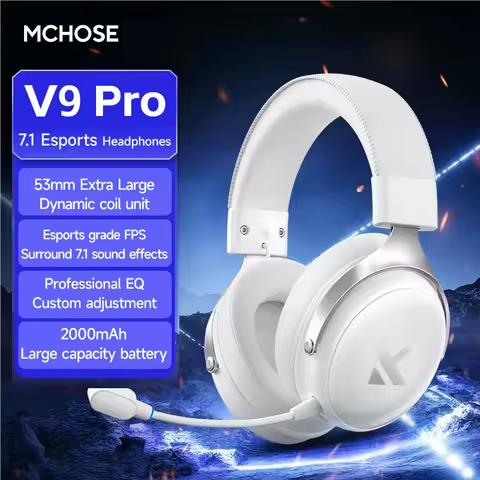 MCHOSE V9 Pro Gaming Headphones 2.4G BT5.3 Wireless BT5.3 Headset 7.1 FPS Surround Sound Earphones W