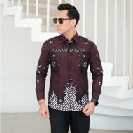 KATUN Premium Long Sleeve Batik Shirt For Men Slimfit Modern Original Cotton Material Solo Sragen Lapis Sogan Erro/Hero Casual Formal Office Work Uniform Latest Motif