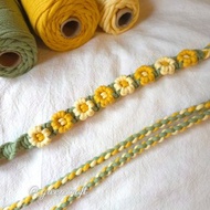 可調節法式編織小花手機掛繩 背繩