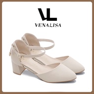 Venalisa Women's High Heels Shoe Kasut Wanita Material Kulit Asli 2 Inci Kerja Pejabat