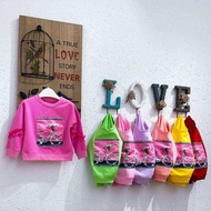 Populer Baju sweater anak baju kaos lengan panjang anak perempuan umur 3-6 tahun sepeda bunga import katun