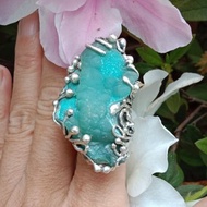 菱鋅礦原礦手工銀戒純銀戒指 ~Lake~ Smithsonite Silver Ring