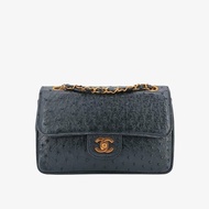 CHANEL Vintage Black Ostrichskin 23cm Classic Flap Bag
