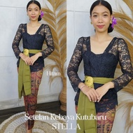 doOob Setelan Kebaya Brokat Stella dan Rok Kamen Songket Batik Free Selendang Pengantin Pesta Wisuda