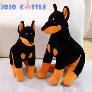 JOJO CASTLE Simulation Doberman Pinscher Lifelike Puppy Plush Toy 40/55cm Squatting Black Dog Doll P