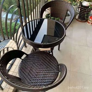 W & Combination Rattan Chair Three-Piece Backrest Chair Outdoor Leisure Coffee Table Chair Table Cha