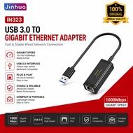 JINHUA USB 3.0 Ethernet Adapter 1000Mbps Network Adaptor Aluminum RJ45 LAN Internet Adapter