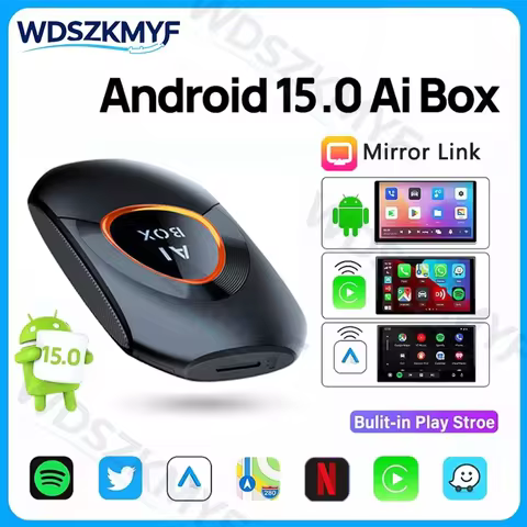 Android 15 New Ai Box Wireless Android Auto & CarPlay Adapter Download app Smart Tv Box For Youtube 