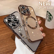 Luxury Desert Titanium Magnetic Phone Case for IPhone 16 12 13 14 15 Pro Max 16 Plus Transparent Pla