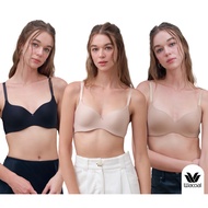 Wacoal Surprise Wireless Step Push Up Bra บราไร้โครง เซ็ท 3 ชิ้น รุ่น WB3E14 สีเบจ-ดำ-โอวัลติน (BE-B