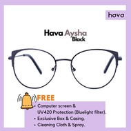 Hava Aysha in Black Fashion Spectacles with Computer Protection for Unisex HAVA OPTIQUE