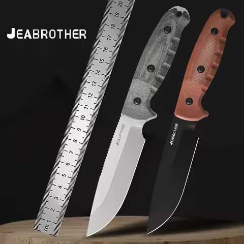 JEABROTHER fixed blade knife with 4.92-inch 14C-28N blade Mikta handle, Kydex sheath, EDC outdoor
